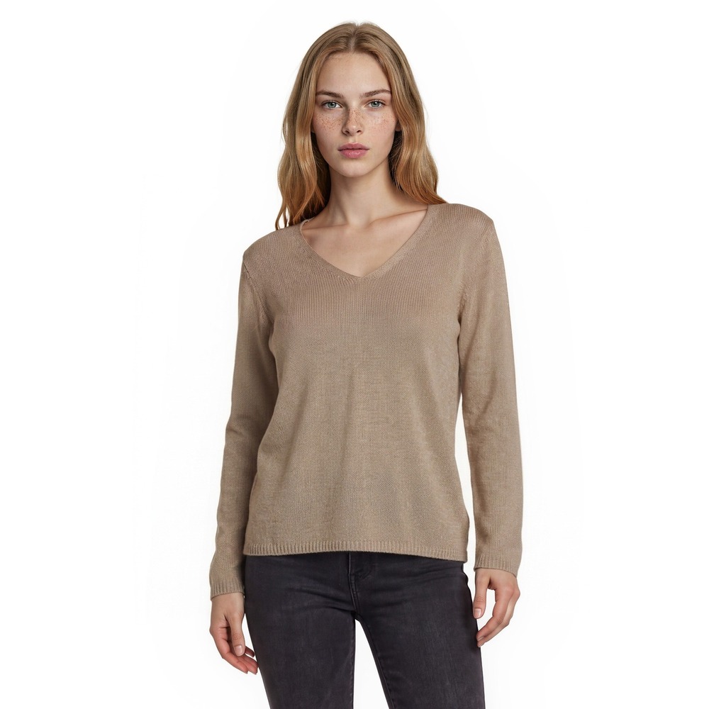 NWT J.McLaughlin Ludlow Sweater Womens Size Medium Sand V Neck Cotton Blend $198